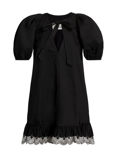 Kika Vargas Women's Kimberly Lace-Trim Stretch-Cotton Minidress