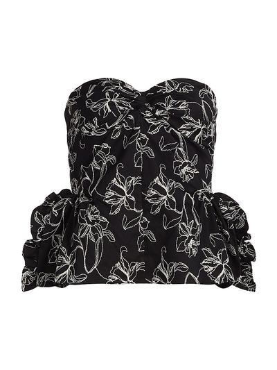 Kika Vargas Women's Tasha Floral-Embroidered Cotton Bustier Top