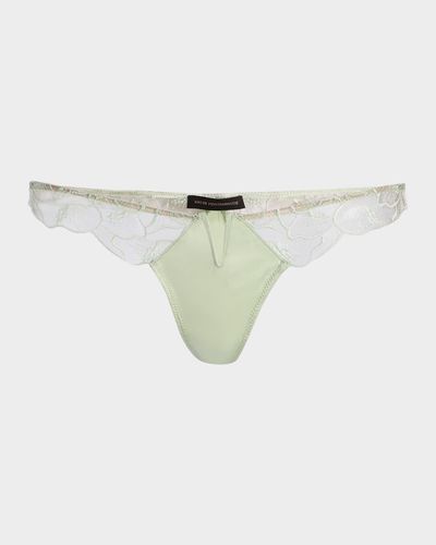 Kiki De Montparnasse Calla Lily Embroidered Silk Thong