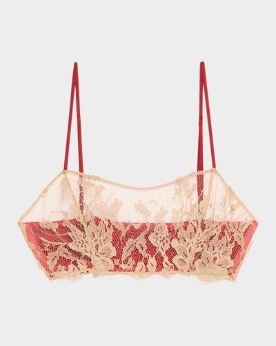 Kiki De Montparnasse Orchid Floral Lace & Stretch Silk Bandeau Bra