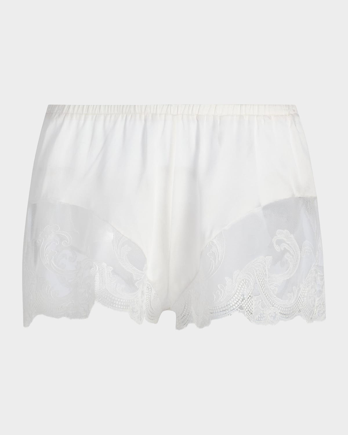 Kiki De Montparnasse Voltaire Lace-Trim Stretch-Silk Shorts