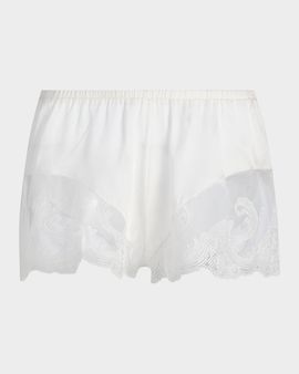 Kiki De Montparnasse Voltaire Lace-Trim Stretch-Silk Shorts