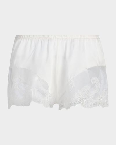 Kiki De Montparnasse Voltaire Lace-Trim Stretch-Silk Shorts