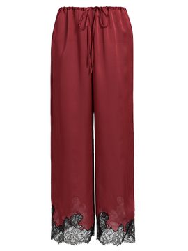 Kiki de Montparnasse Women's Giselle Lace-Trim Silk Pajama Pants