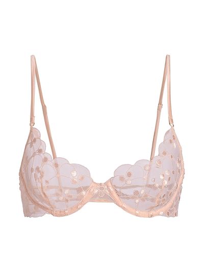 Kiki de Montparnasse Women's Rosette Embroidered Sheer Demi Bra