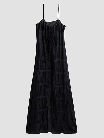 Kiki de Montparnasse Women's Smocked Silk Tie Maxi Gown