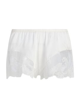 Kiki de Montparnasse Women's Voltaire Lace-Trim Stretch-Silk Shorts