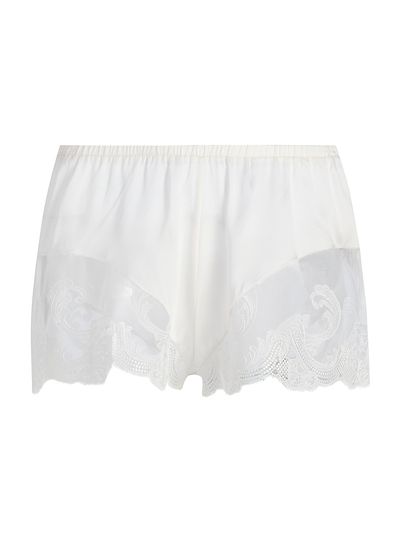 Kiki de Montparnasse Women's Voltaire Lace-Trim Stretch-Silk Shorts