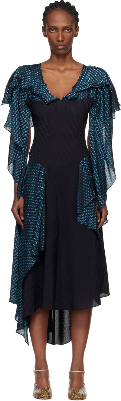Kiko Kostadinov Kiko Kostadinov Black & Blue Plexus Midi Dress