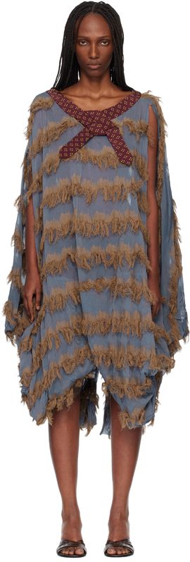 Kiko Kostadinov Kiko Kostadinov Blue & Brown Rossi Midi Dress