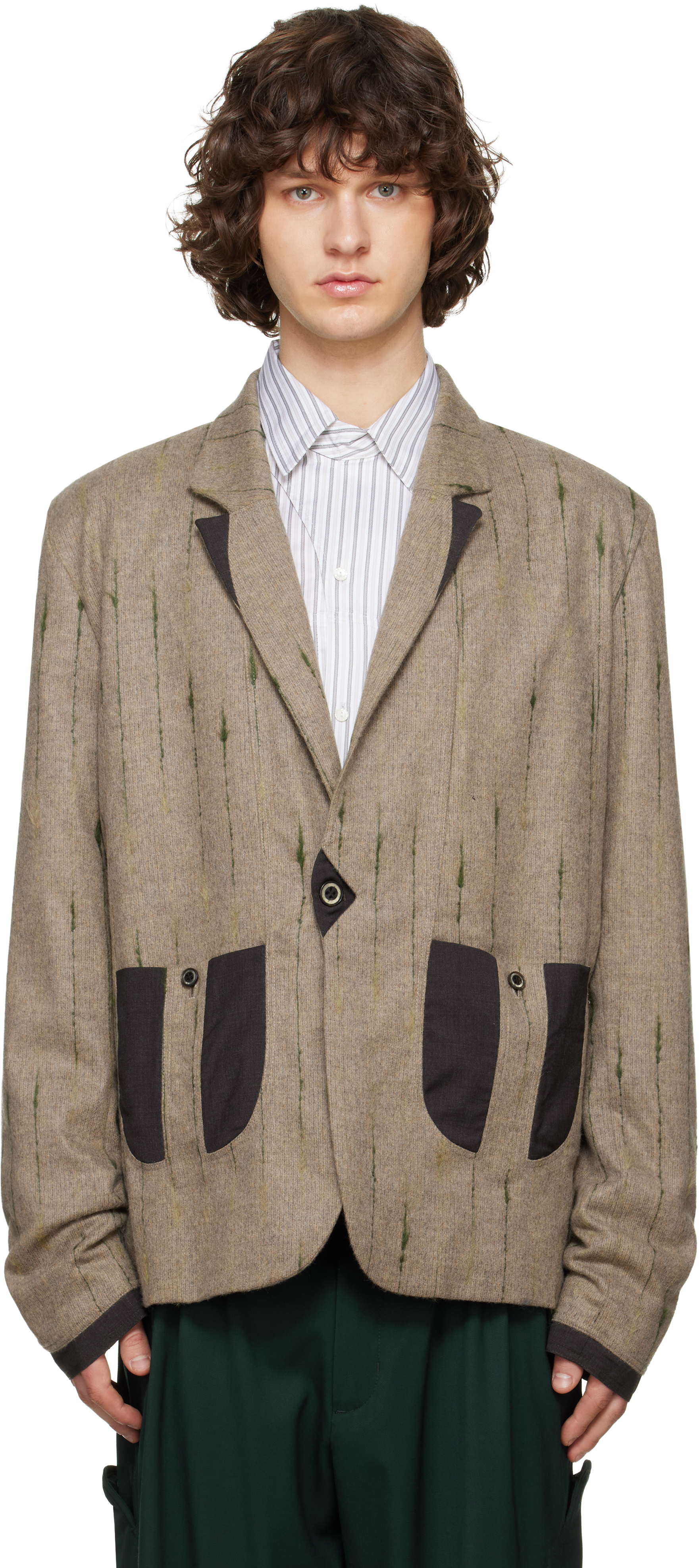 KIKO KOSTADINOV - Tonkin Contrast Jacket in Greensand/Camel at