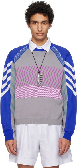 Kiko Kostadinov Kiko Kostadinov Gray & Blue Gizi Panelled Sweater
