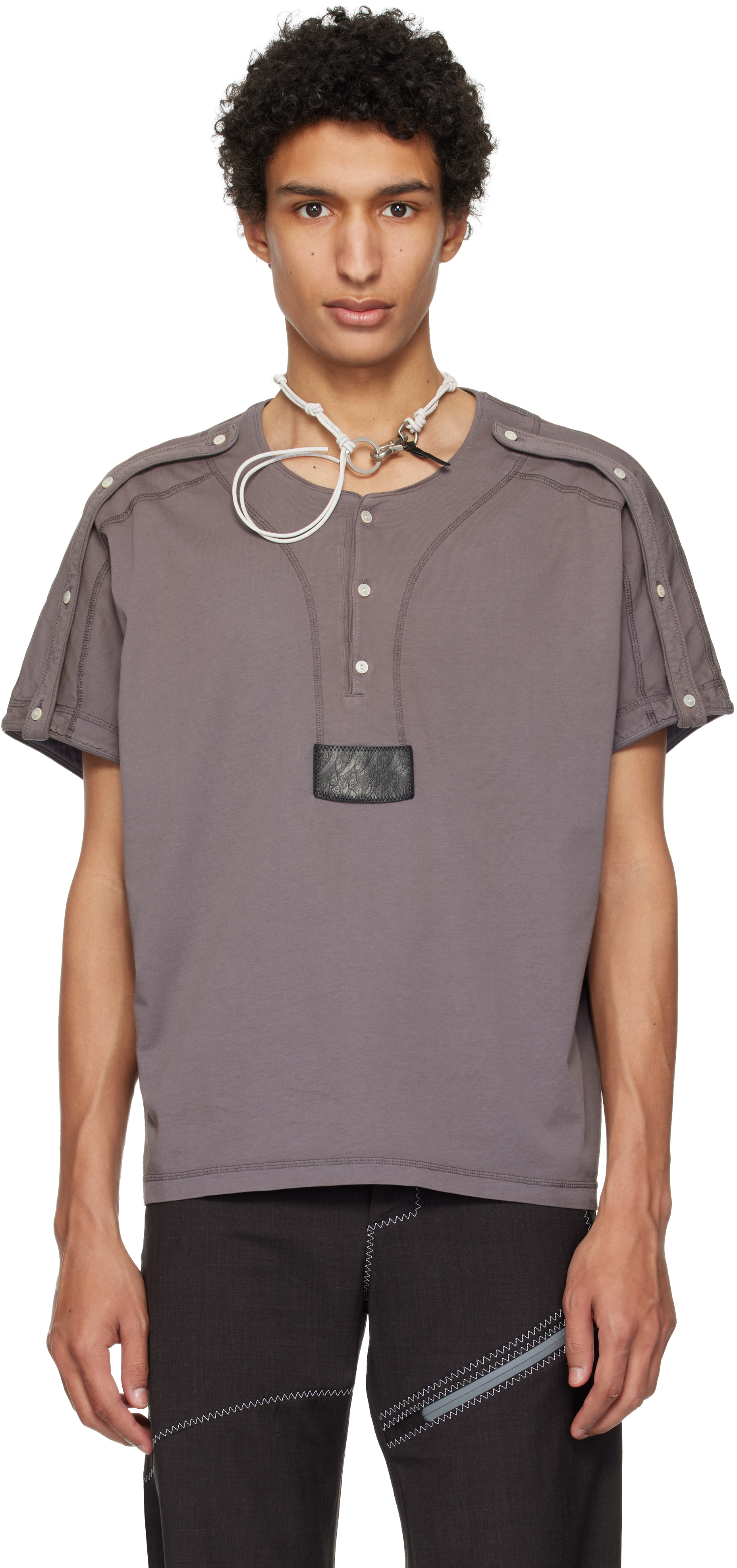 Kiko Kostadinov - Gray Sargo Short Sleeve Henley