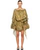 Kiko Kostadinov Kiko Kostadinov Khaki & Gold Kestrel Minidress - 1