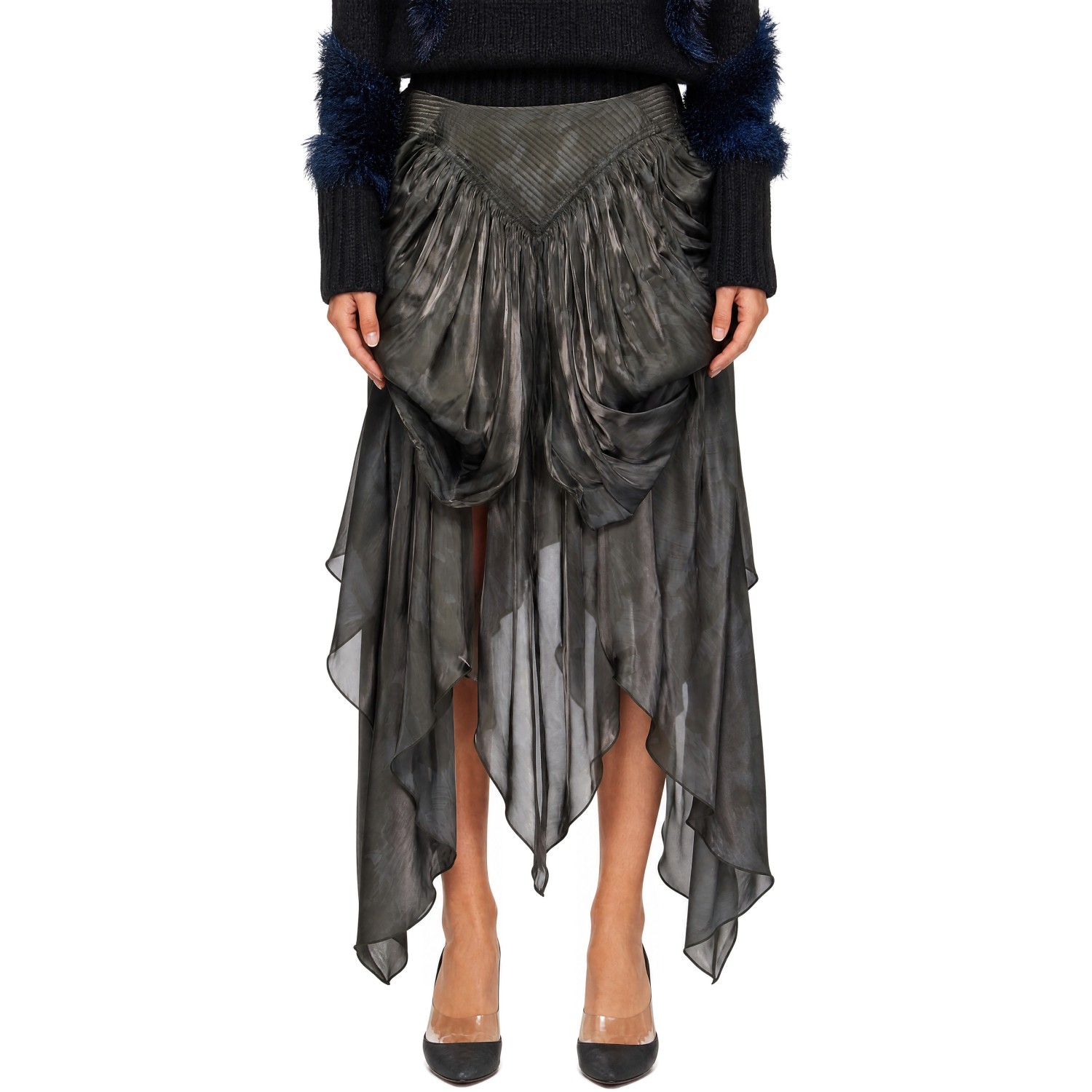 Kiko Kostadinov - Khaki Oriole Drape Midi Skirt