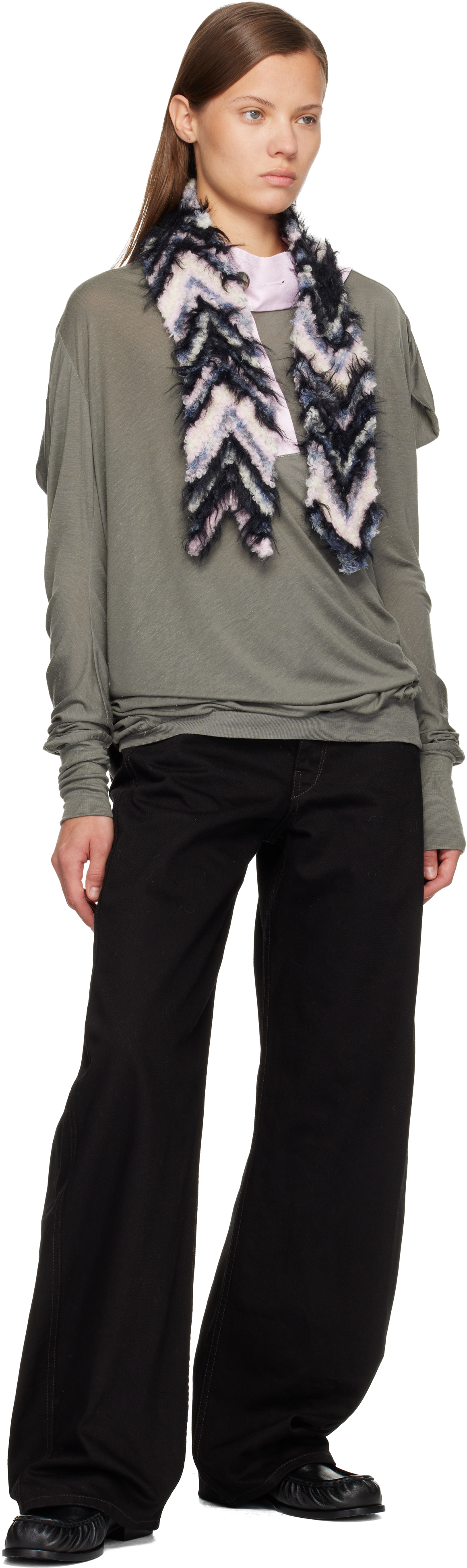 Kiko Kostadinov - Multicolor Chevron Knit Scarf