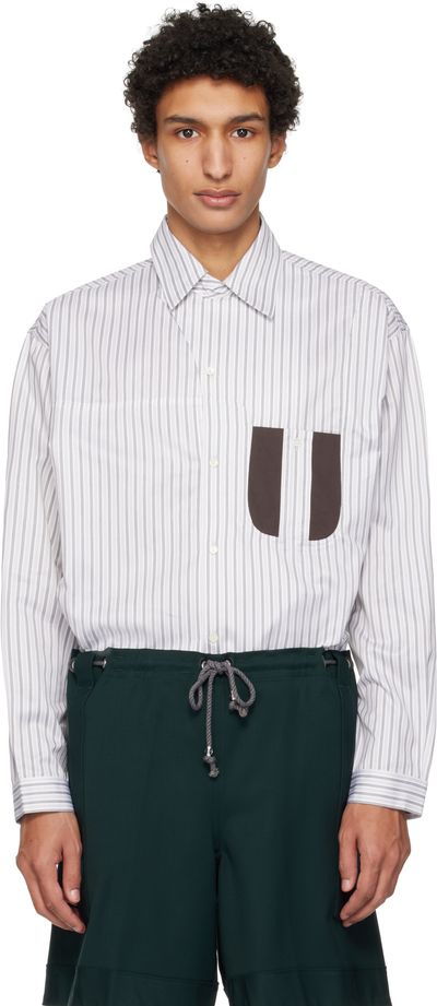 Kiko Kostadinov Kiko Kostadinov White & Khaki Veca Panelled Shirt