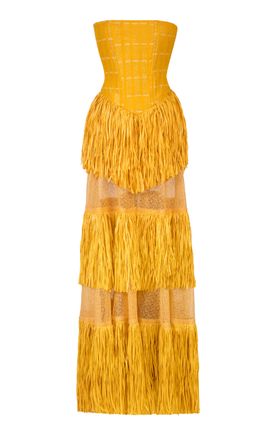 chinese dress ladies Kilentar Eri Chiffon Fringe Maxi Dress – KÍLẸ̀ŃTÀR main image 0