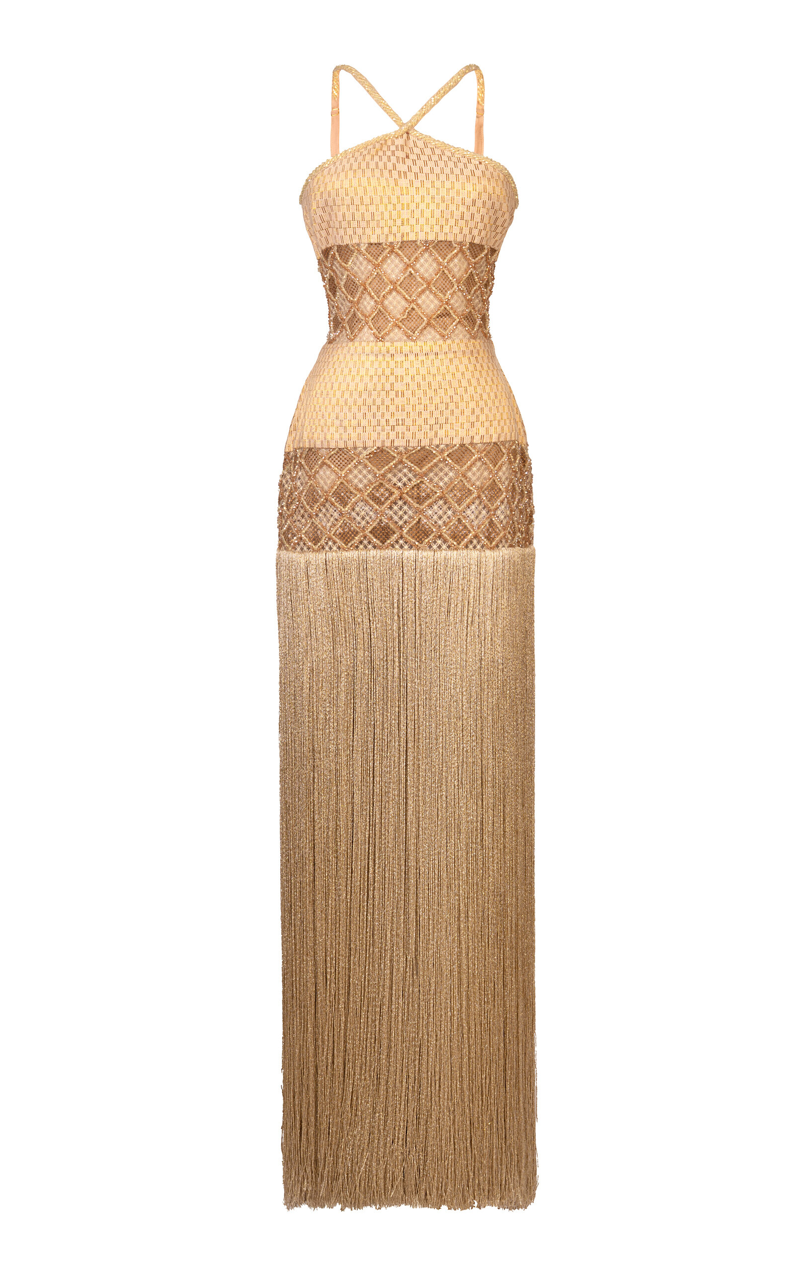 Kilentar - Ibemi LacePaneled Fringe Maxi Dress