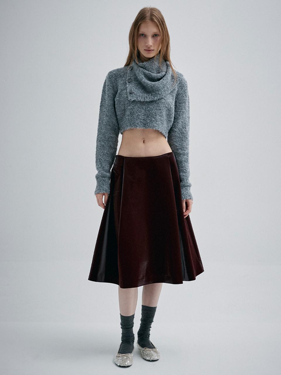KILO A LINE TUCKED SKIRT_BURGUNDY
