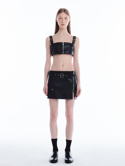 KILO BIKER LEATHER SKIRT_BLACK