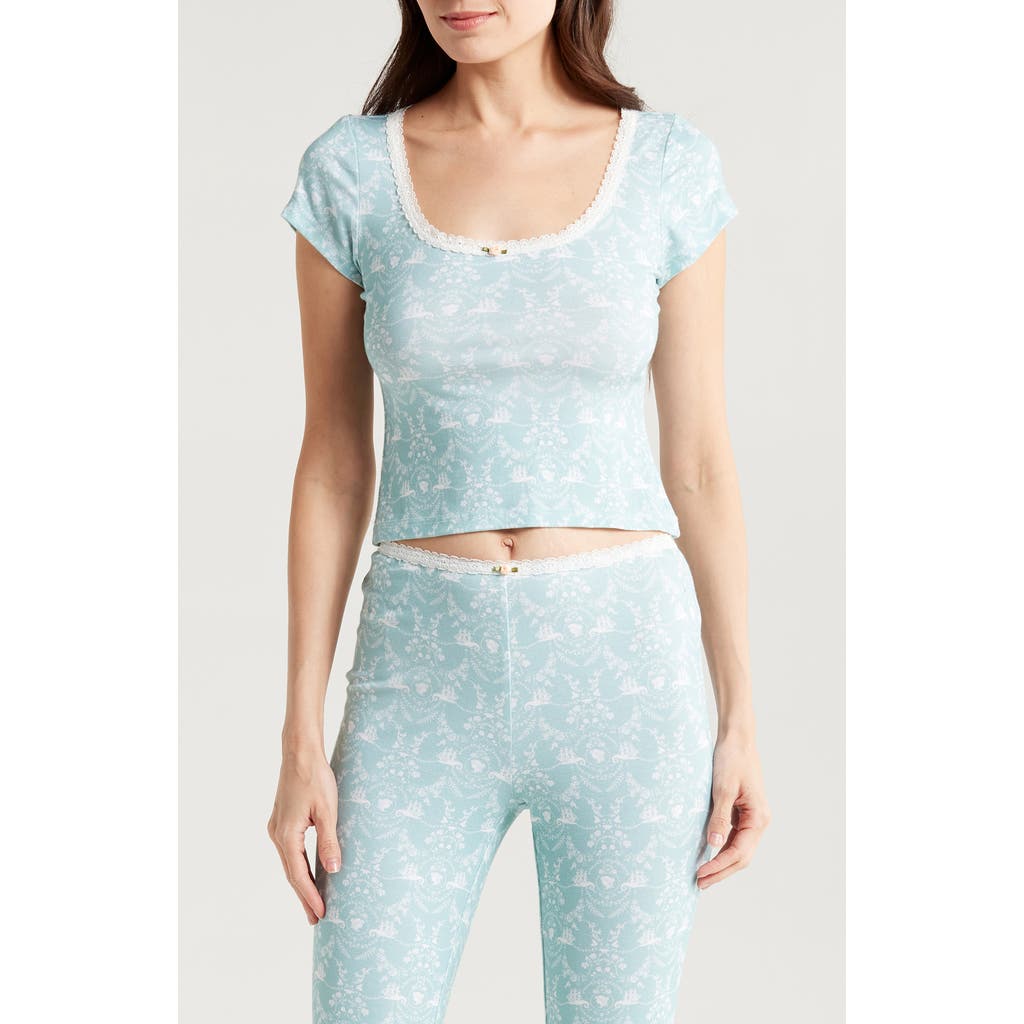 KILO BRAVA KILO BRAVA Lace Trim Stretch Modal Crop Top