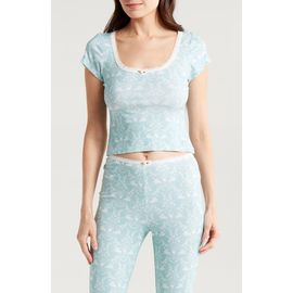 KILO BRAVA KILO BRAVA Lace Trim Stretch Modal Crop Top