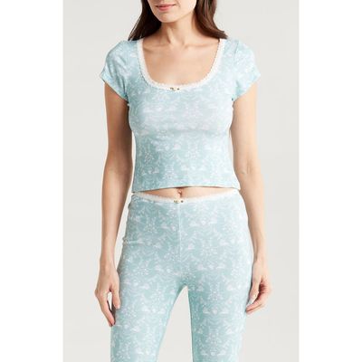 KILO BRAVA KILO BRAVA Lace Trim Stretch Modal Crop Top