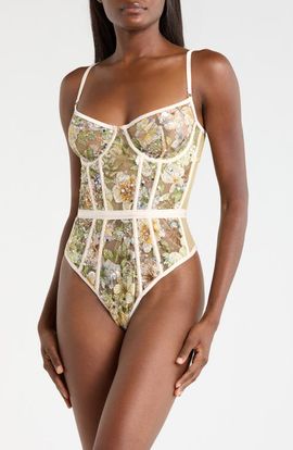 KILO BRAVA KILO BRAVA Sequin Embroidered Underwire Bodysuit