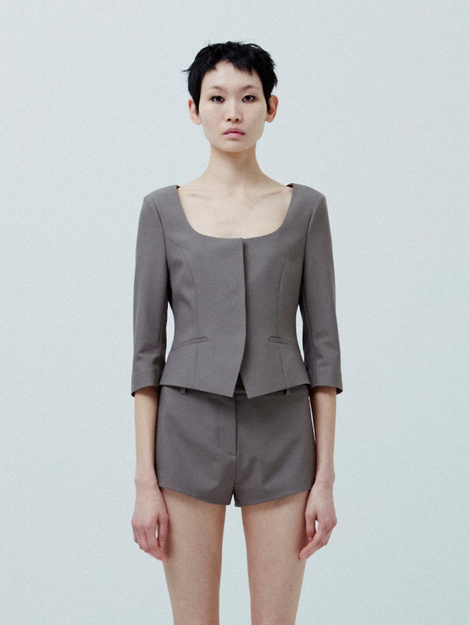 KILO LOW-CUT SHORT JACKET_DUST BROWN