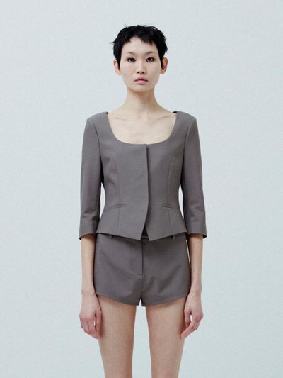 KILO LOW-CUT SHORT JACKET_DUST BROWN