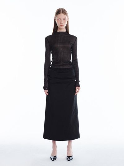 KILO NYLON LONG SKIRT_BLACK