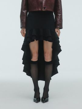 KILO RUFFLED LONG SKIRT_BLACK