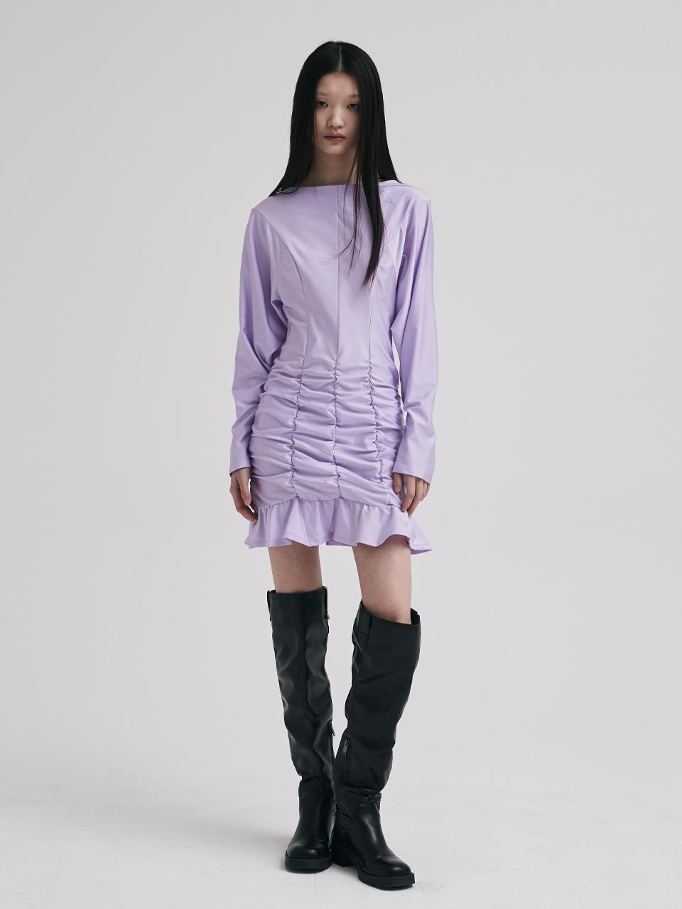 KILO SHIRRING MIDI DRESS_LAVENDER