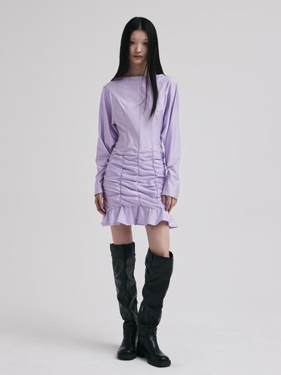 KILO SHIRRING MIDI DRESS_LAVENDER