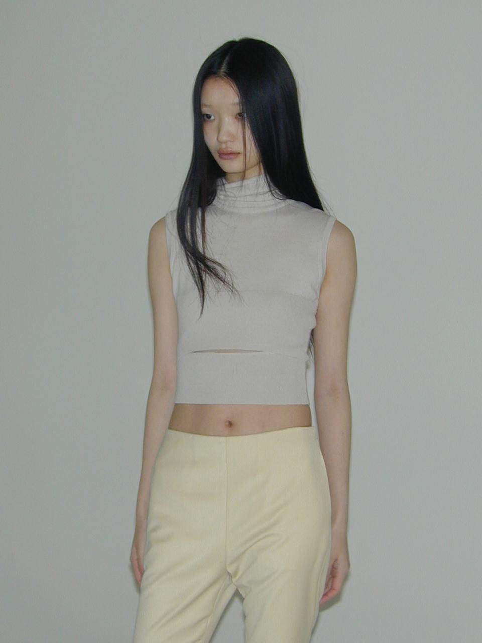 KILO SLIT TURTLE KNIT_LIGHT GRAY