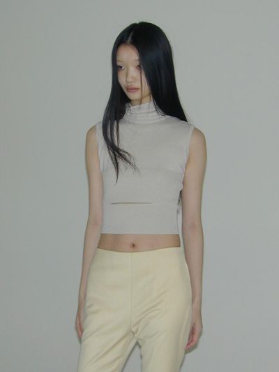 KILO SLIT TURTLE KNIT_LIGHT GRAY