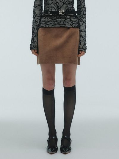 KILO SUEDE MINI SKIRT_LIGHT BROWN