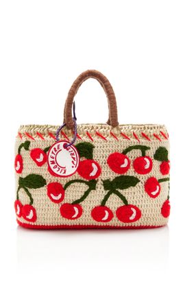 Kilometre Paris Kilometre Paris Exclusive La Isla Mon Cherry Raffia Tote Bag