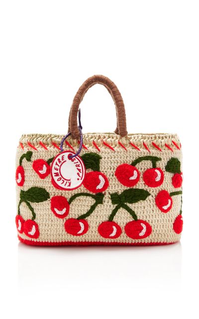 Kilometre Paris Kilometre Paris Exclusive La Isla Mon Cherry Raffia Tote Bag