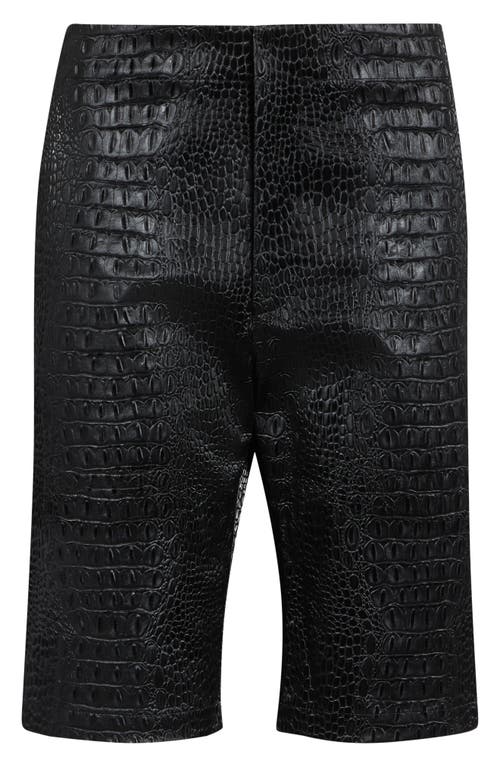 KIM SHUI KIM SHUI Bella Croc Embossed Faux Leather Bermuda Shorts