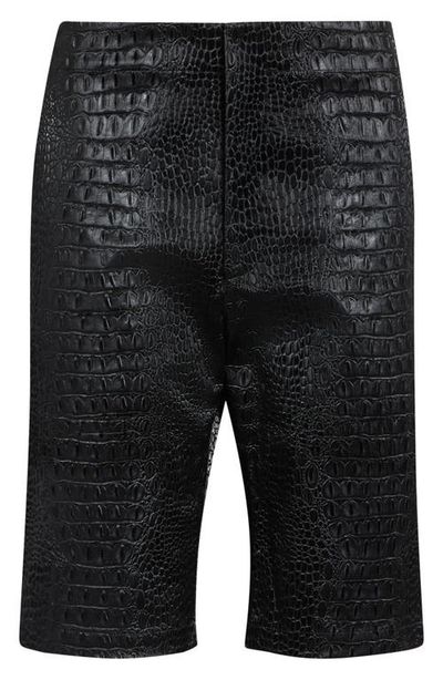 KIM SHUI KIM SHUI Bella Croc Embossed Faux Leather Bermuda Shorts