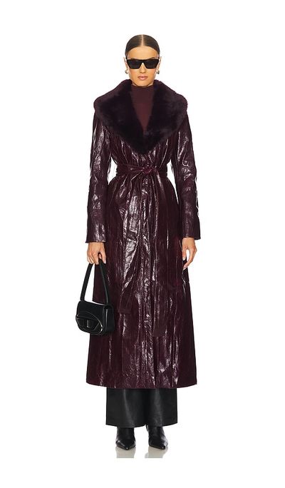 Kim Shui Kim Shui Bordeaux Faux Fur Collar Coat