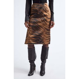 KIM SHUI KIM SHUI Chudeir Tiger Print Silk Satin Pencil Skirt 