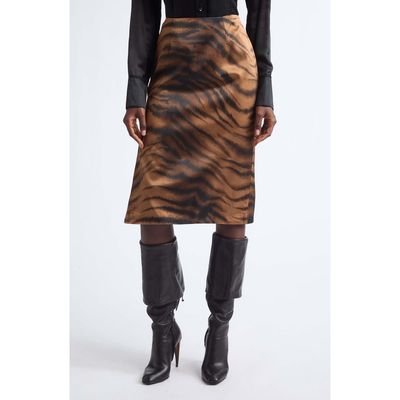 KIM SHUI KIM SHUI Chudeir Tiger Print Silk Satin Pencil Skirt 