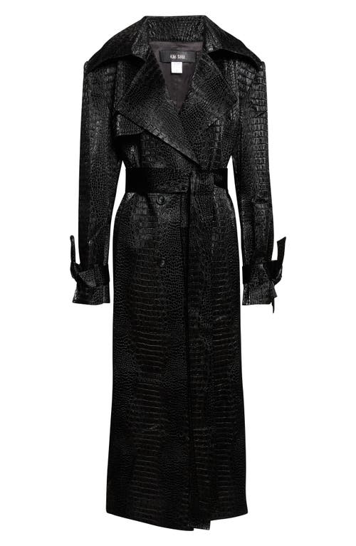 KIM SHUI KIM SHUI Croc Embossed Faux Leather Trench Coat
