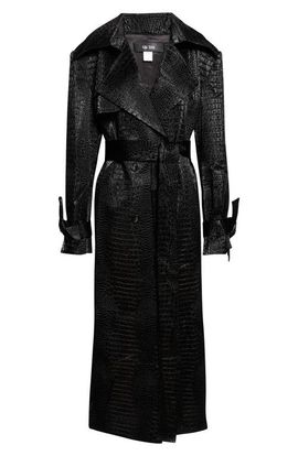 KIM SHUI KIM SHUI Croc Embossed Faux Leather Trench Coat