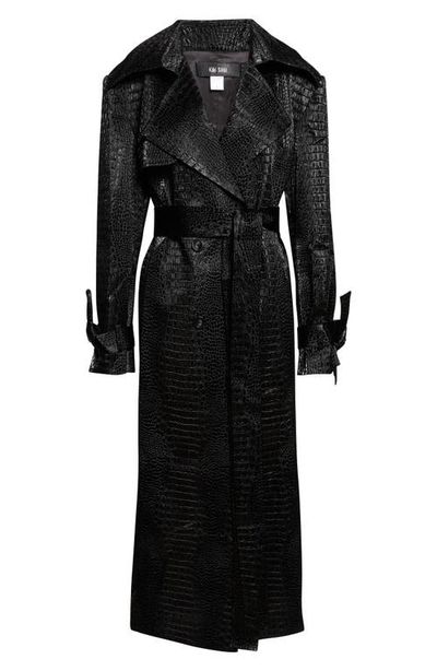 KIM SHUI KIM SHUI Croc Embossed Faux Leather Trench Coat