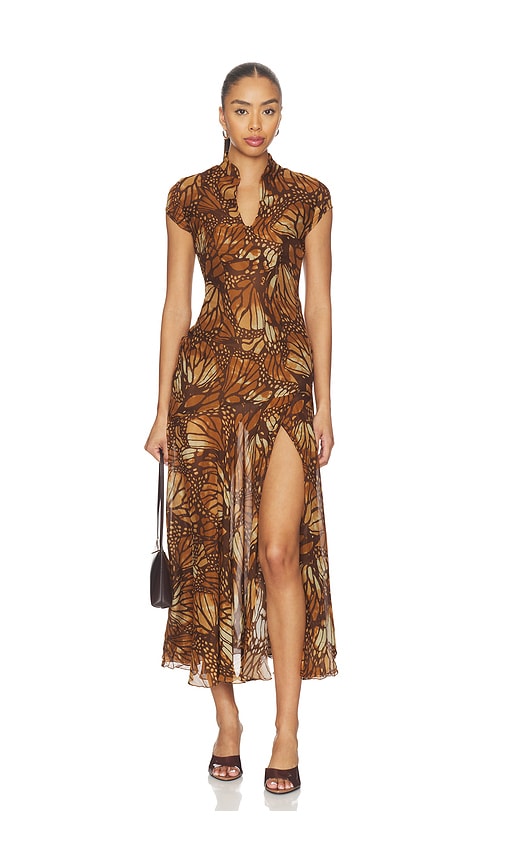 kim shui brown mesh dress House of CB Brown Seraphina Smoke Corset Dress UK S