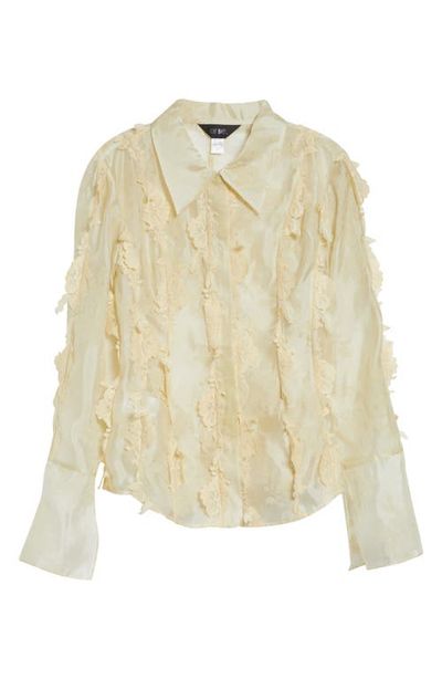 KIM SHUI KIM SHUI Quiyona Lace Trim Sheer Silk Shirt